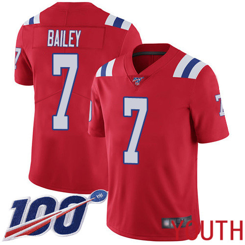 New England Patriots Football 7 Vapor Untouchable 100th Season Limited Red Youth Jake Bailey Alternate NFL Jersey